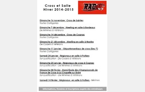 Calendrier Cross / Salle Hiver 2014-2015