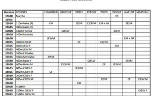 Horaires des départementaux 2015