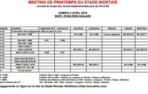 Horaires Meeting de Niort