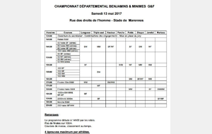 Départementaux BEM / MIM - Horaires