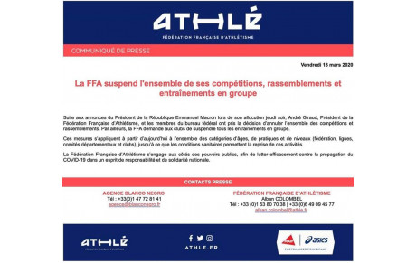 Suspension des entraînements